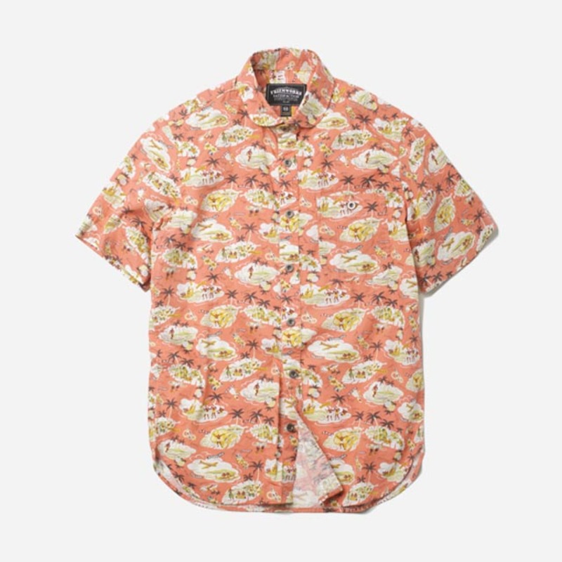 프리즘웍스Aloha half shirt 하와이 살몬하와이안 반팔 셔츠