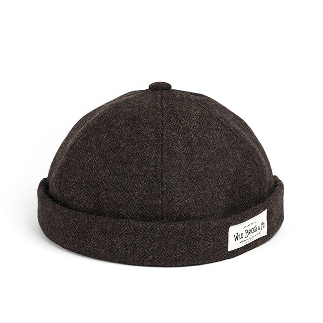 와일드브릭스WOOL HERRINGBONE BRIMLESS CAP (brown)