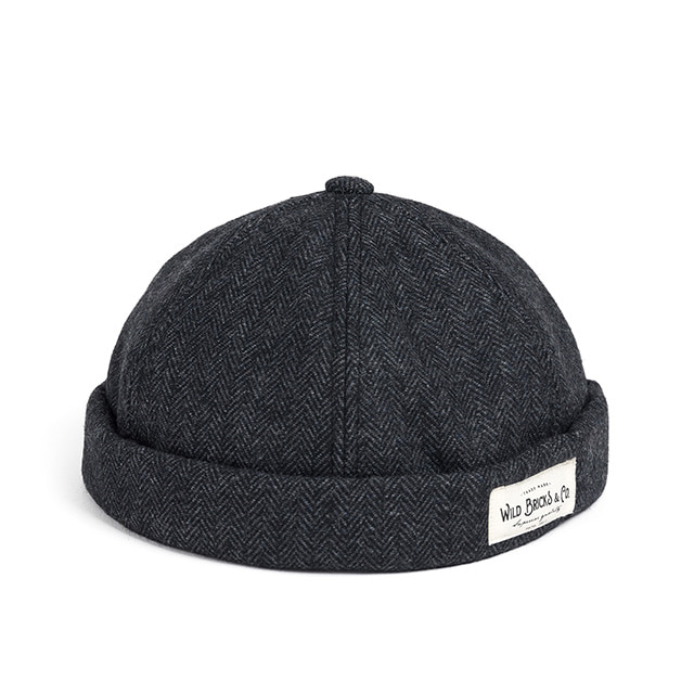 와일드브릭스WOOL HERRINGBONE BRIMLESS CAP (grey)