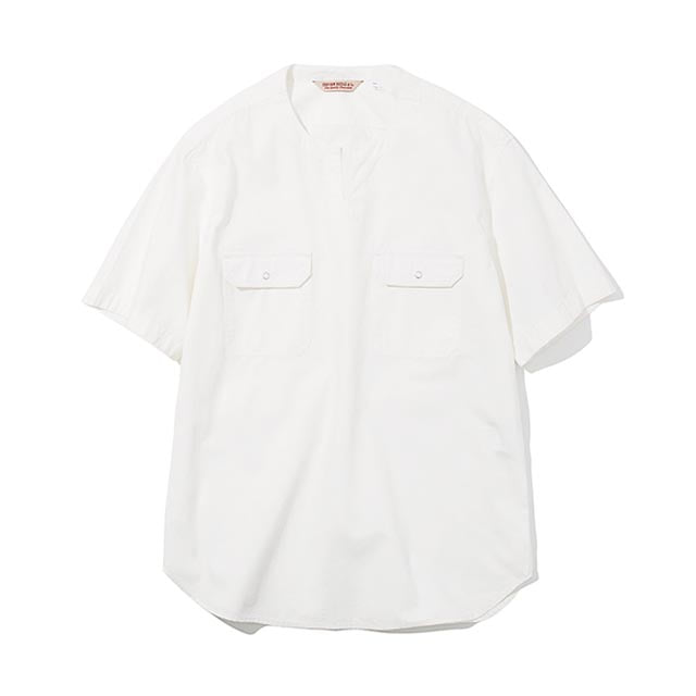 유니폼브릿지V neck pocket shirts 화이트브이넥 포켓 셔츠