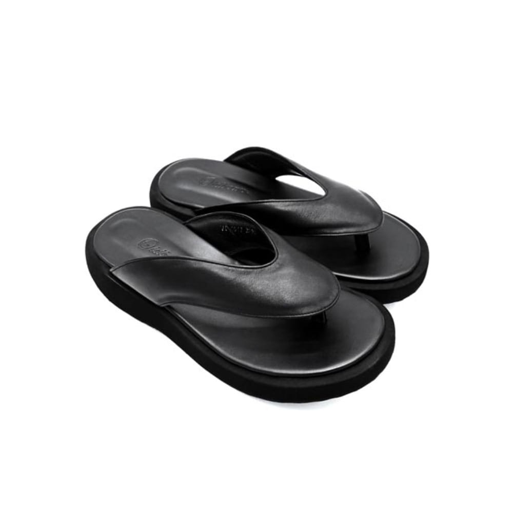올드빈Pillow Platform Flip Flops 블랙플립플랍 소가죽 쿠션 쪼리 통굽 쪼리 핏플랍 플리플랍