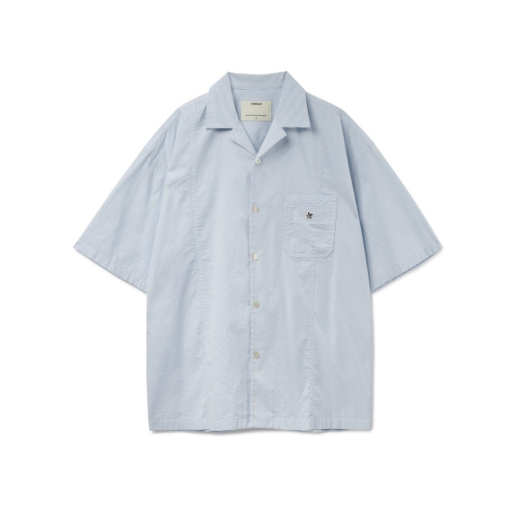 라모랭Open Collar Half Shirts Cotton Light Blue반팔셔츠 오픈 카라 반팔 셔츠