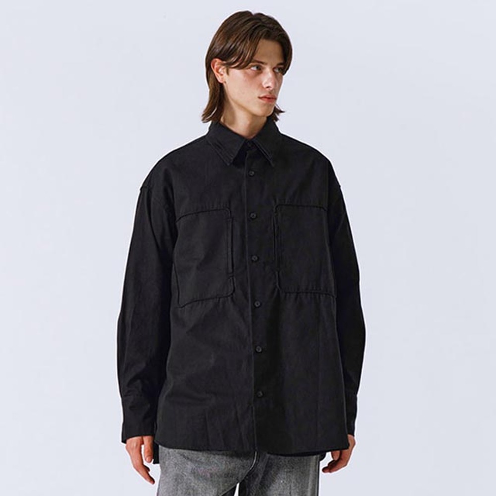 누아클레레이어드 파이핑 셔츠 재킷 블랙자켓 오버핏 셔츠