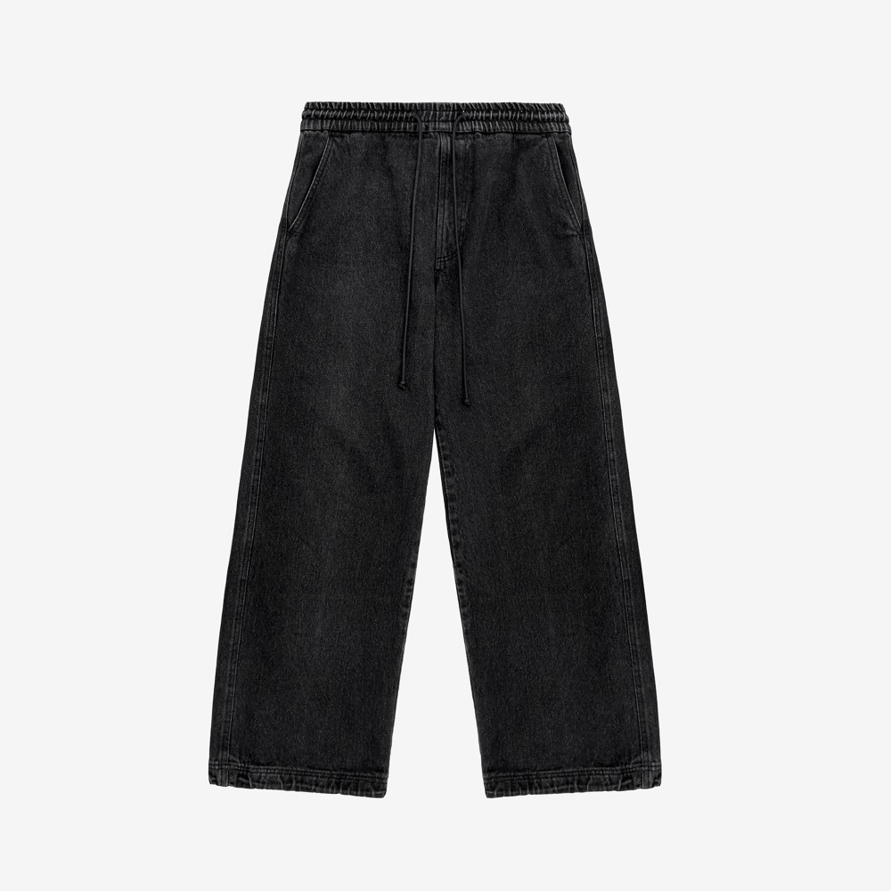 디프리크 Wide Denim Pants - Washed Black