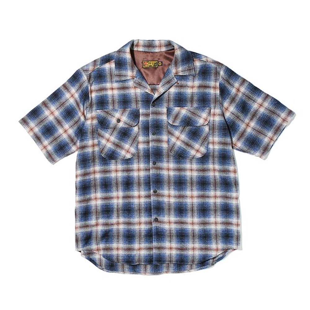 오가프Cosmo Checker Flannel Open Half Shirt 네이비반팔셔츠
