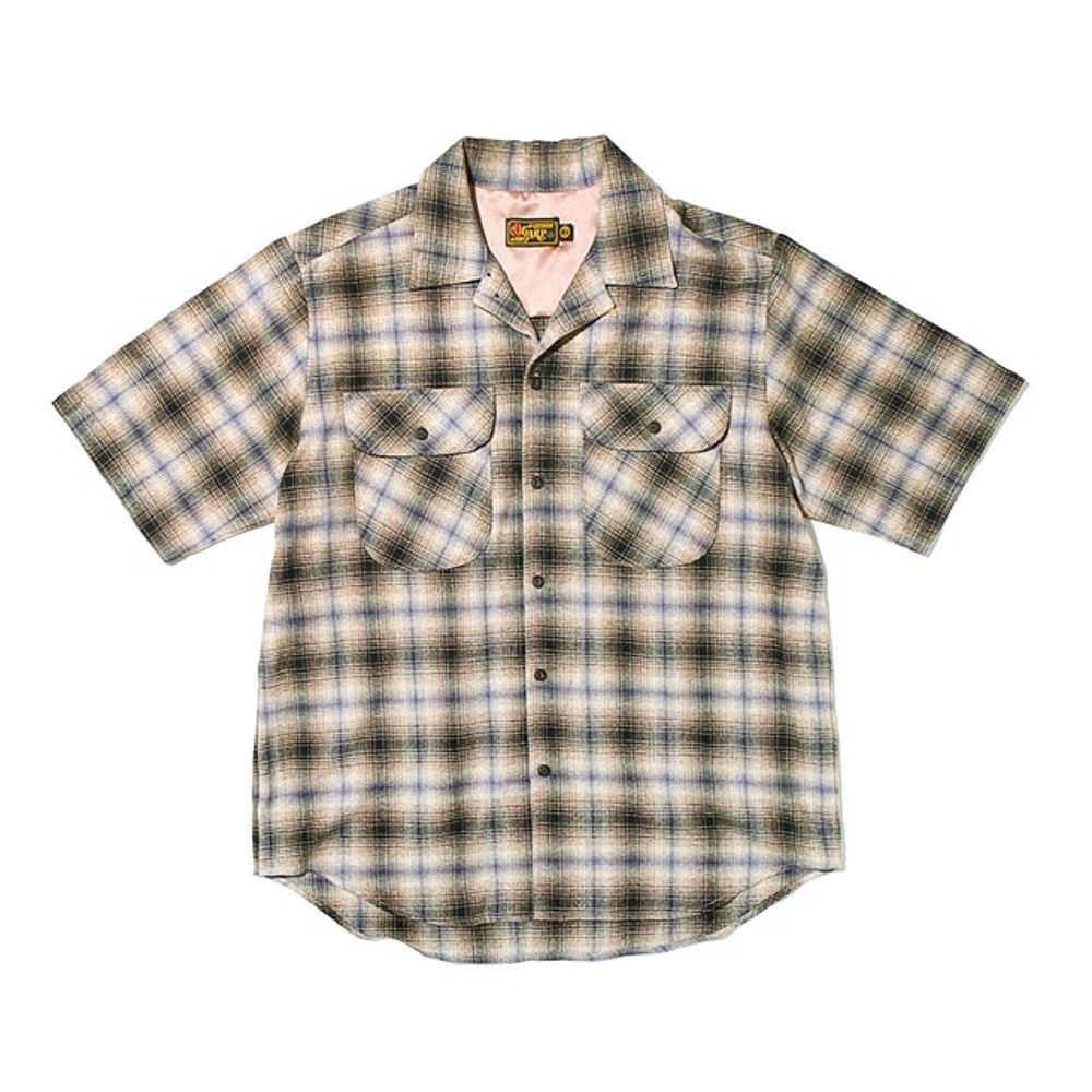 오가프Cosmo Checker Flannel Open Half Shirt 그레이반팔셔츠