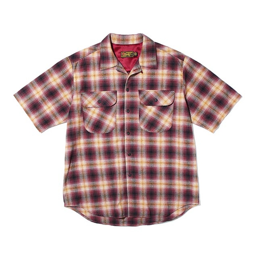 오가프Cosmo Checker Flannel Open Half Shirt 레드반팔셔츠